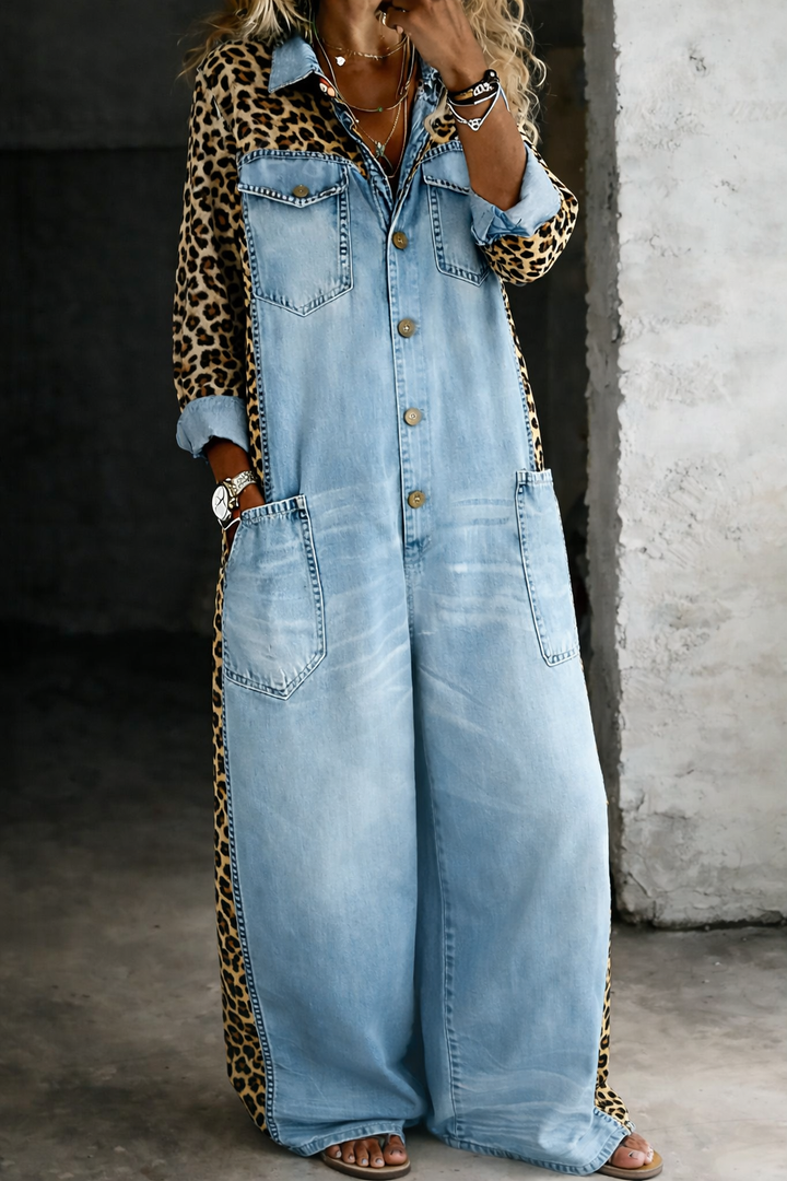 Mackenzie - One Piece Denim Shirt Jumpsuit