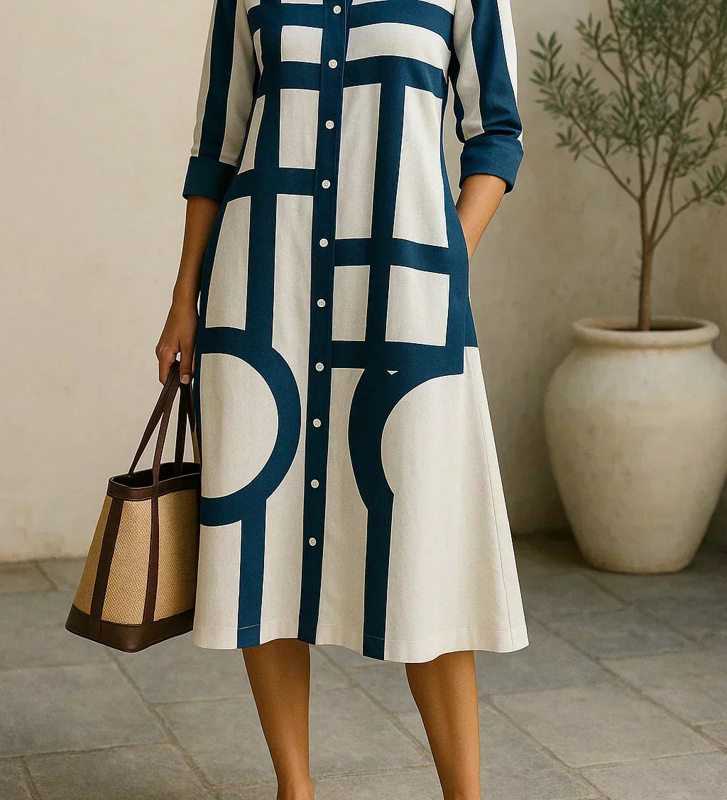 Audrey - Shirt Dress with Geometric Print