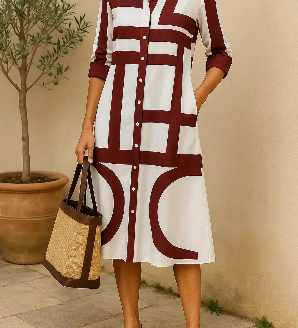 Audrey - Shirt Dress with Geometric Print