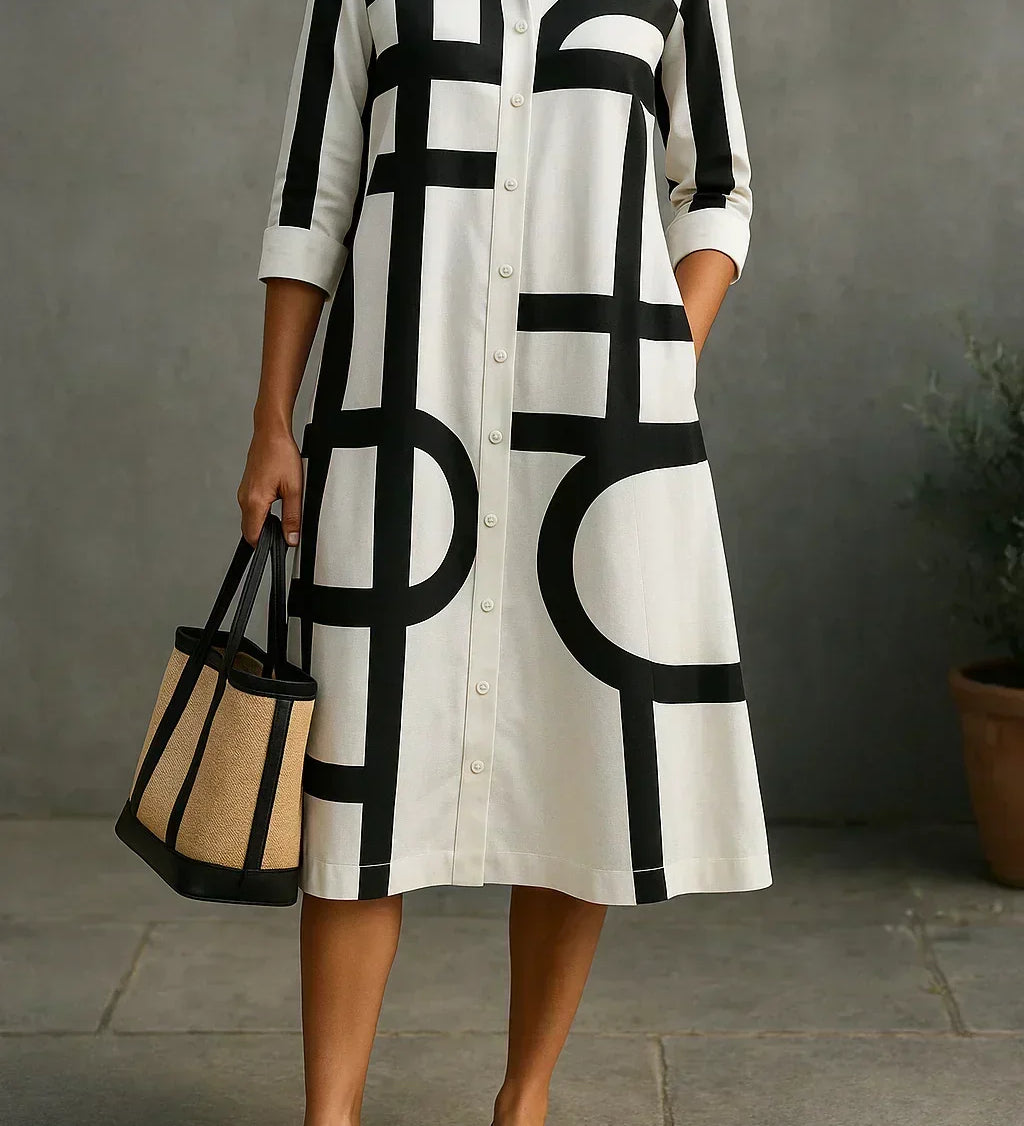 Audrey - Shirt Dress with Geometric Print