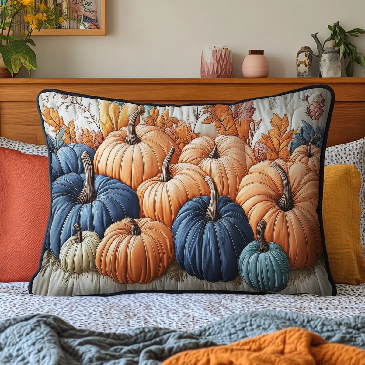 Cozy Pumpkin Quilted Bedding Pillow Case NCU0DK9435