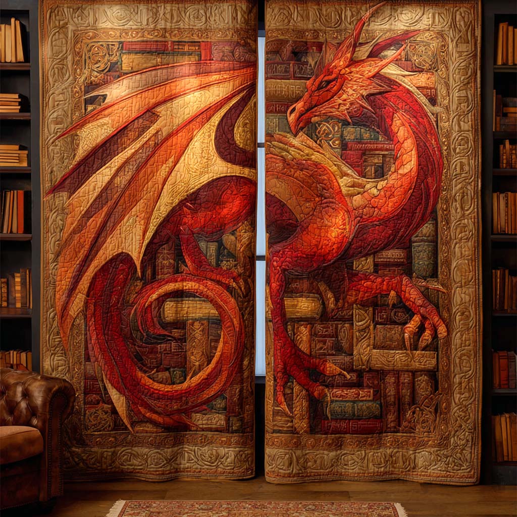 Crimson Flame Guardians Quilted Curtains NCU0XD2177