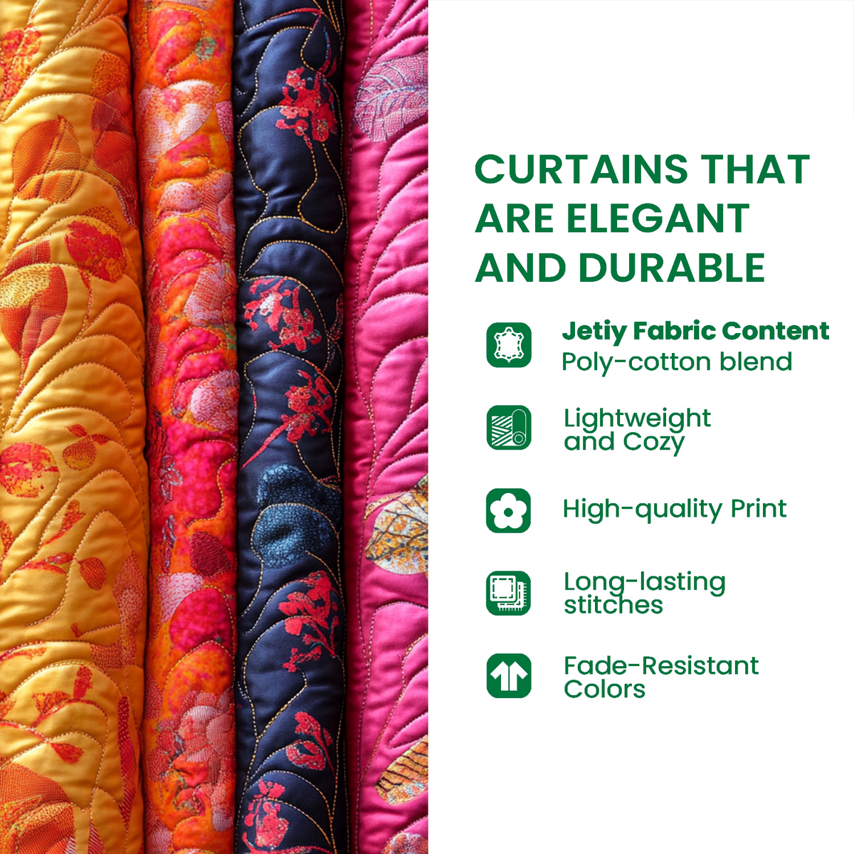 Floral Symphony Quilted Curtains NCU0TV1762