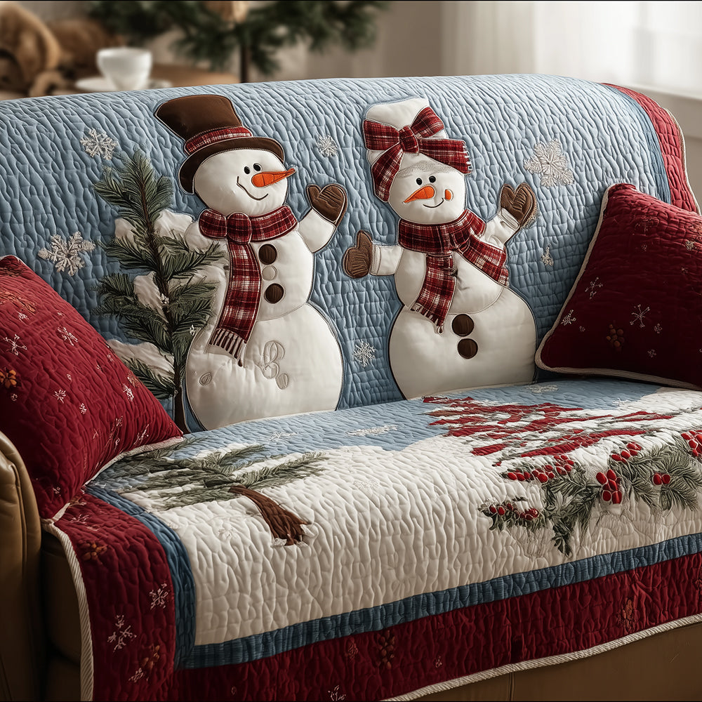 Dancing Snowmen Delight Quilted Sofa Cover NCU0TH3791