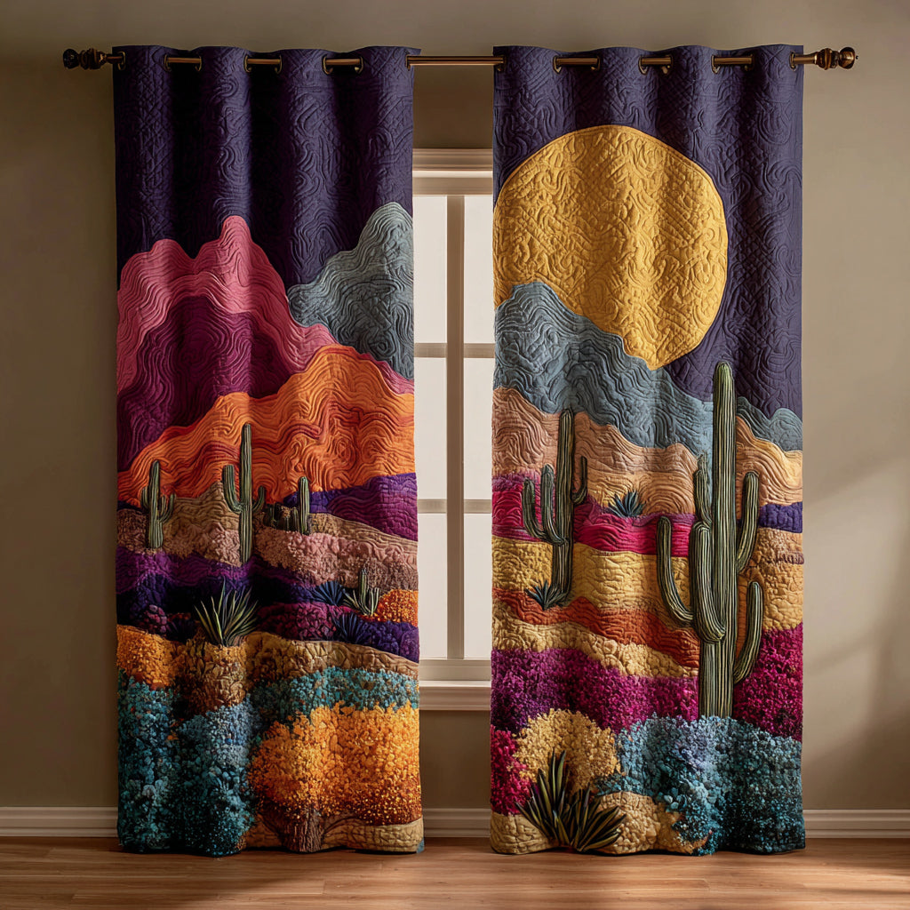 Desert Cactus Dusk Quilted Curtains NCU0HH1485