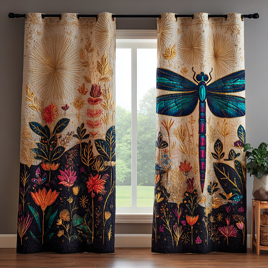 Dragonfly Horizon Quilted Curtains NCU0DK10965