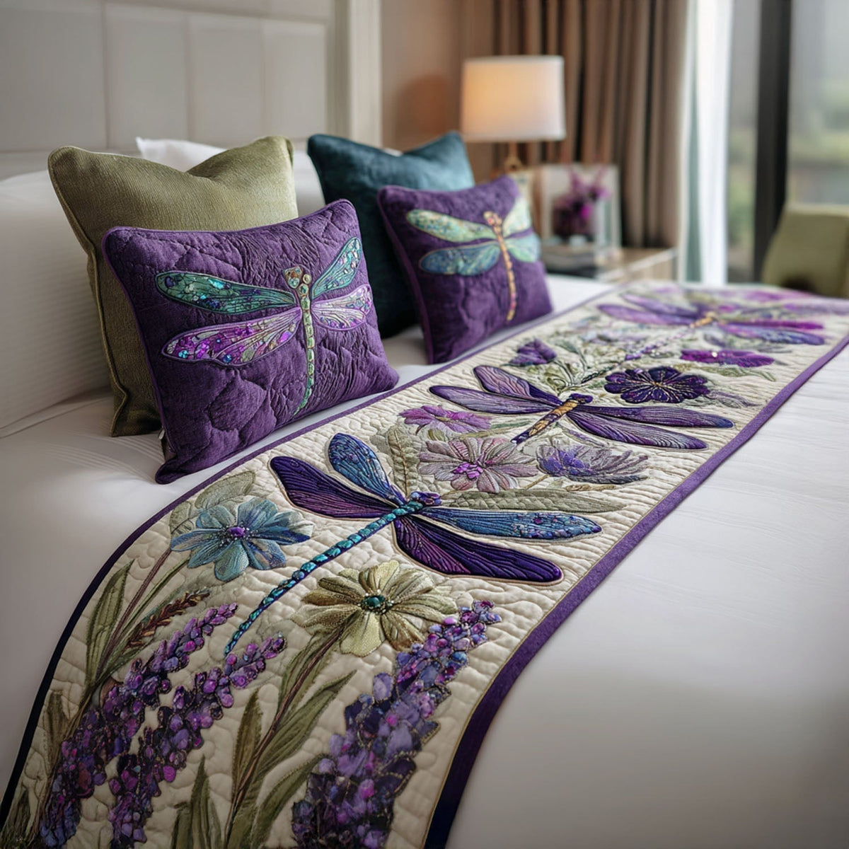 Dragonfly Trail Quilted Bed Runner NCU0PT8416