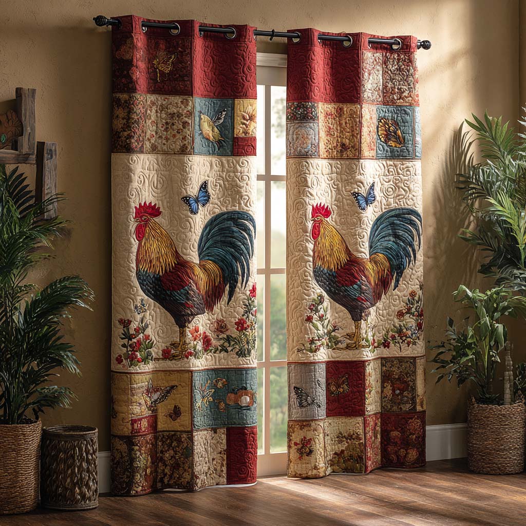 Farmhouse Hen Cluster Quilted Curtains NCU0XD2106