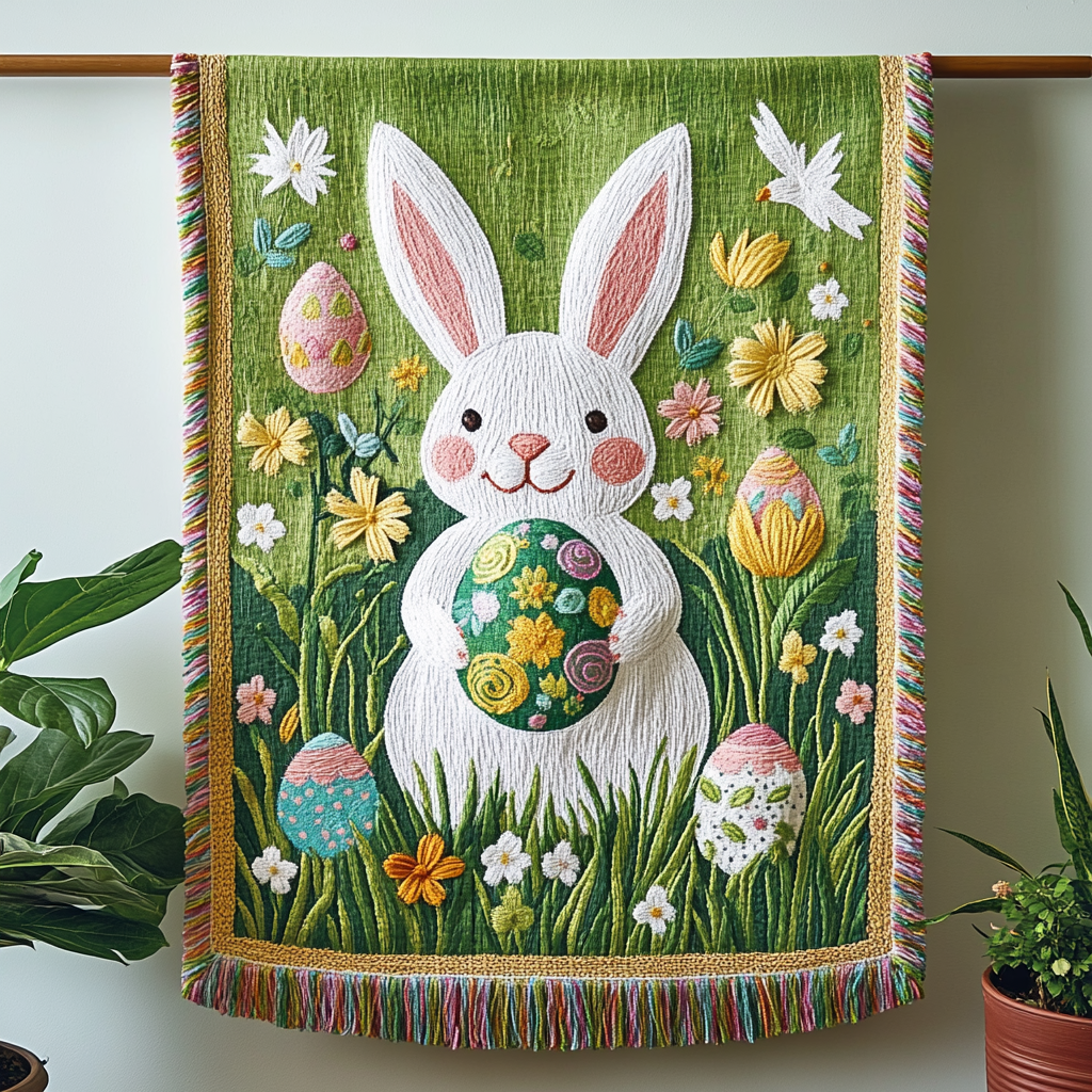 Festive Bunny Woven Sofa Blanket NCU0VH3436