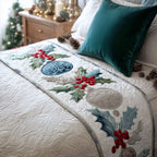 Festive Holly Quilted Bed Runner NCU0PT9146