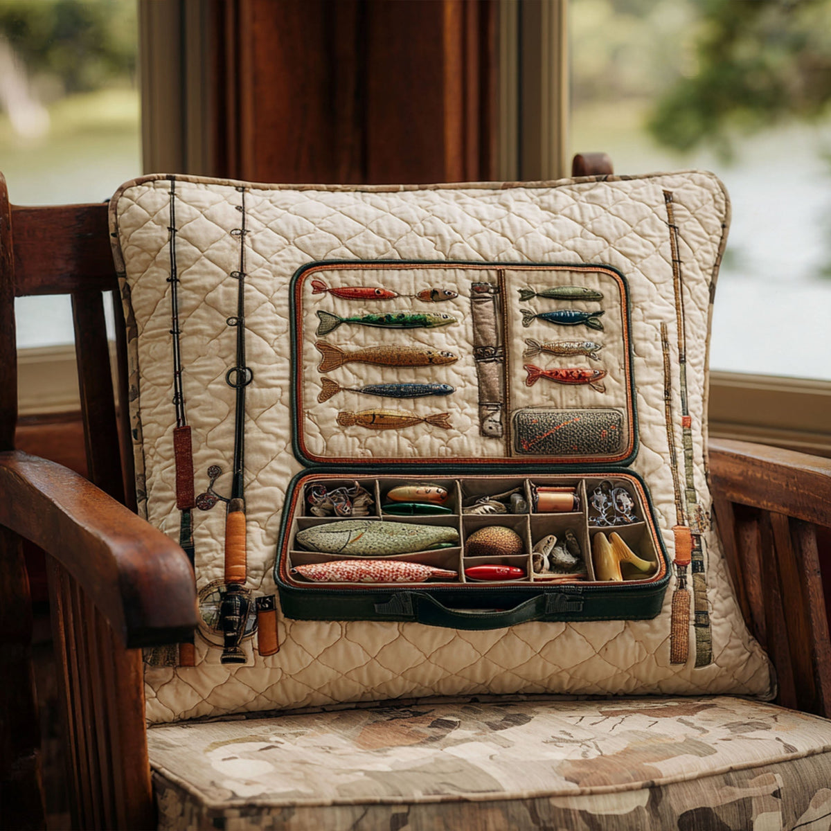 Fishing Quilted Bedding Pillow Case NCU0PT7480