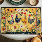 Floral Fantasy Chickens Quilted Place Mat NCU0TL228