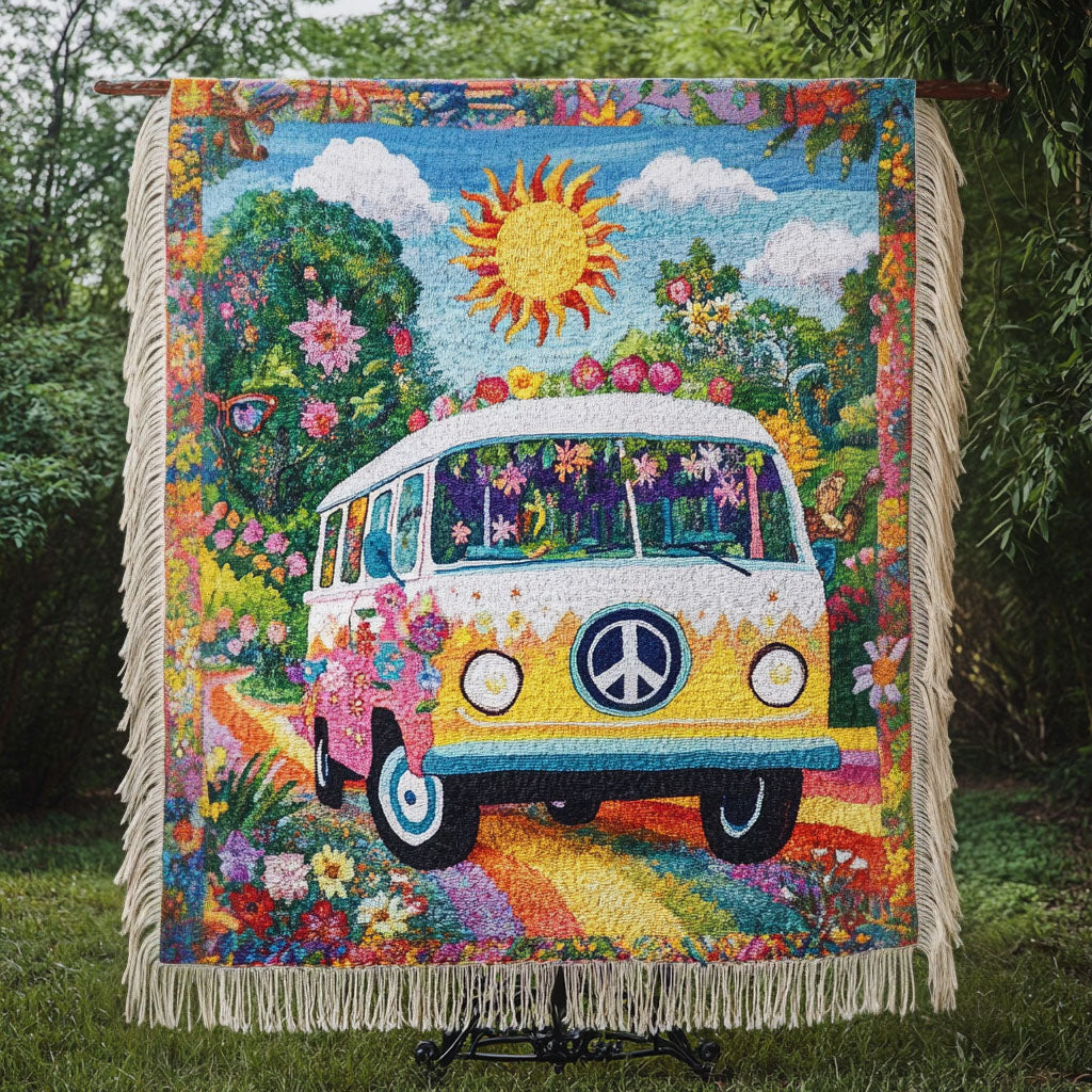 Flower Power Van Woven Sofa Blanket NCU0NT4786