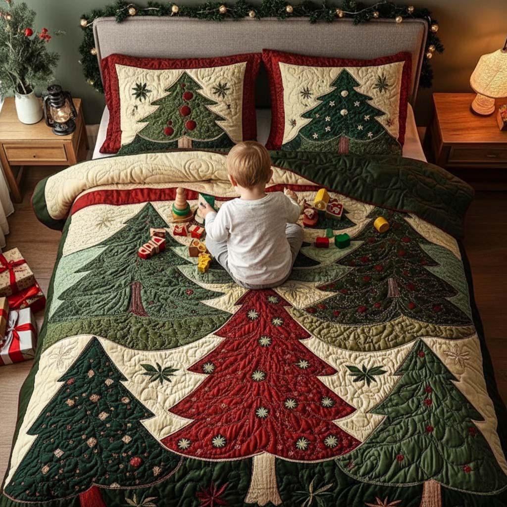 Forest Of Joy 3-Piece Quilted Bedding Set NCU0NT1732