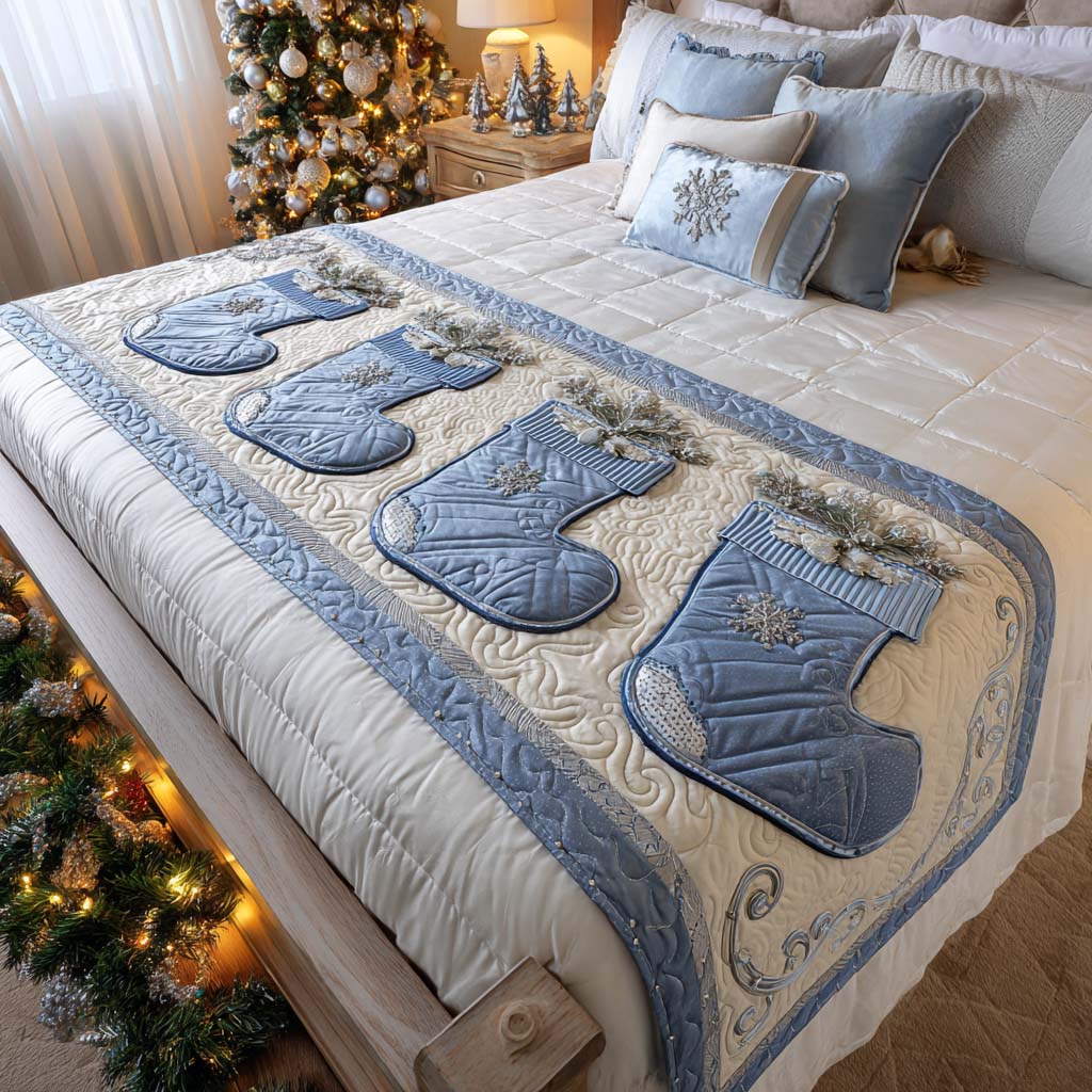 Frosted Stockings Quilted Bed Runner NCU0XD782