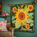 Golden Bloom Art Quilt Hanging NCU0TL917
