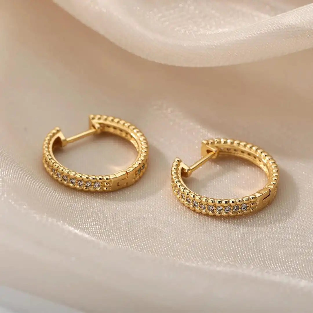 Studded Crystal Hoop Earrings