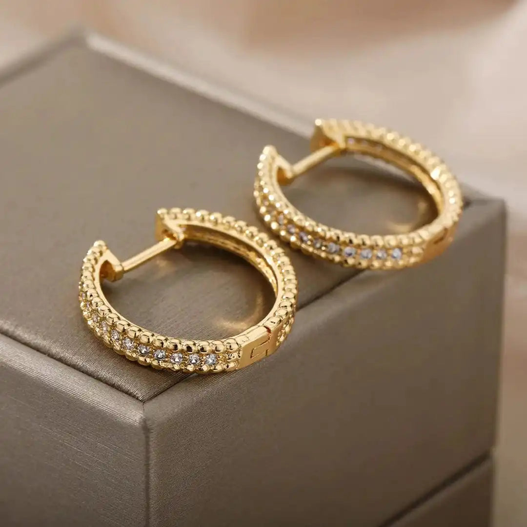 Studded Crystal Hoop Earrings