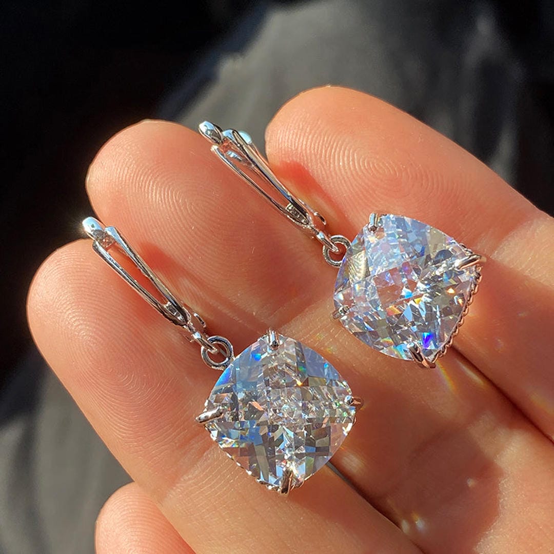 White Gold Zirconia Drop Earrings