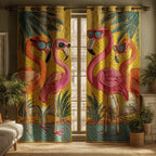 Havana Flamingo Quilted Curtains NCU0HH1727