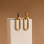 Retro Rhinestone Geometric Hoop Earrings