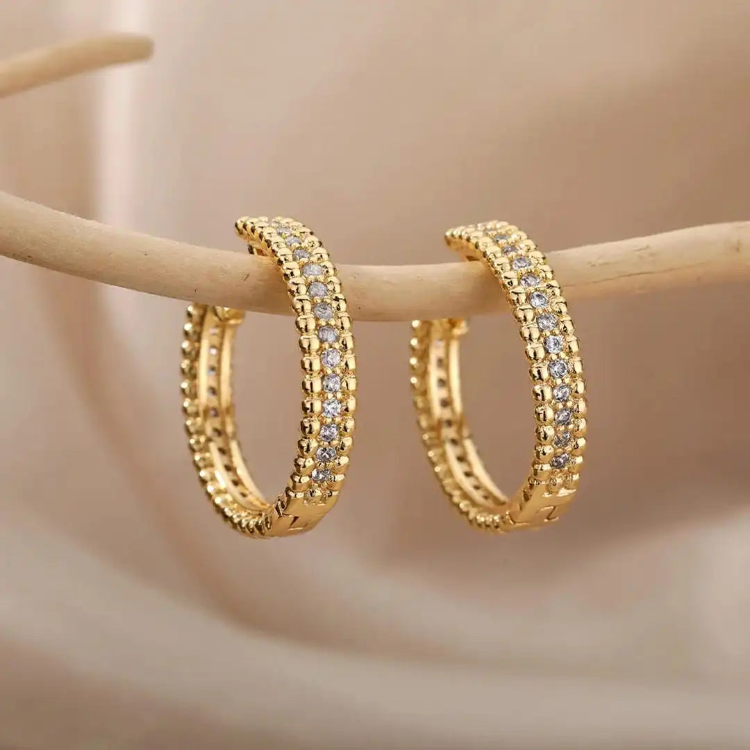 Studded Crystal Hoop Earrings