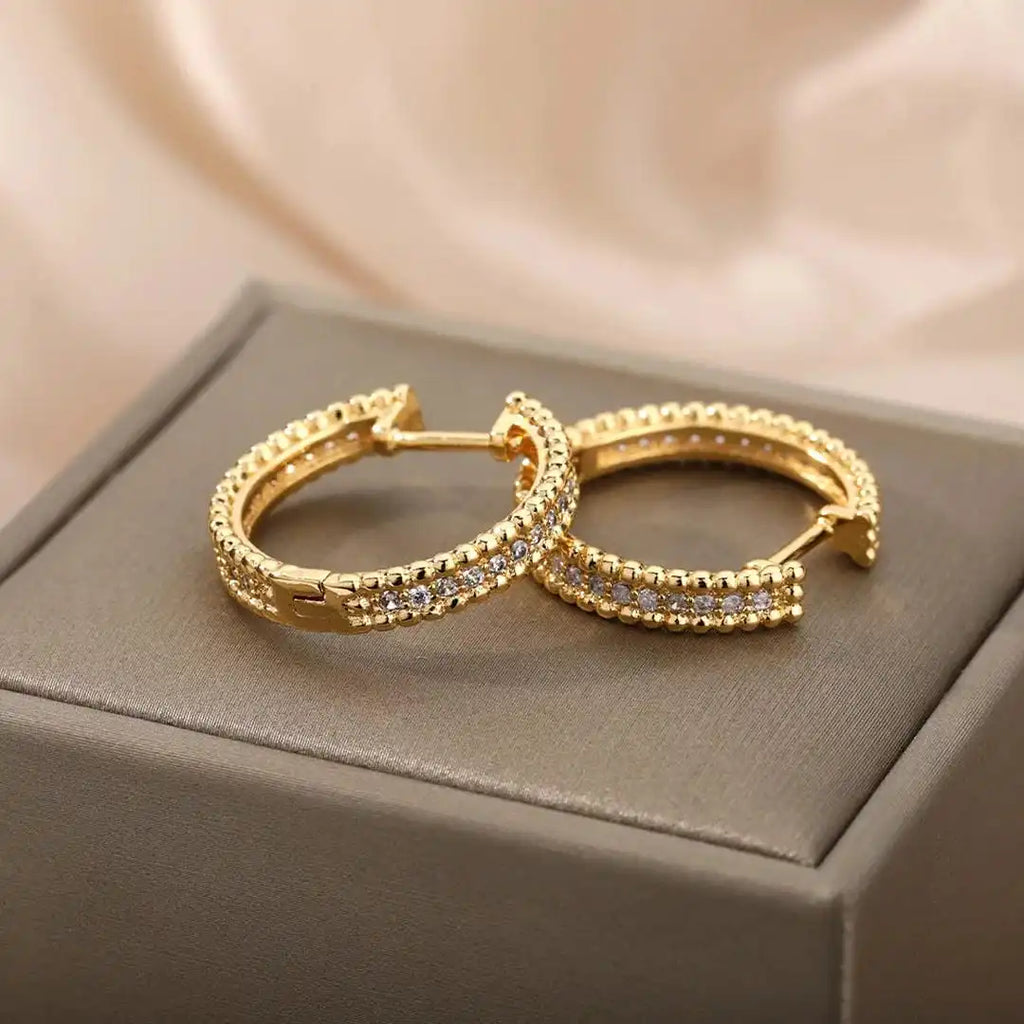 Studded Crystal Hoop Earrings