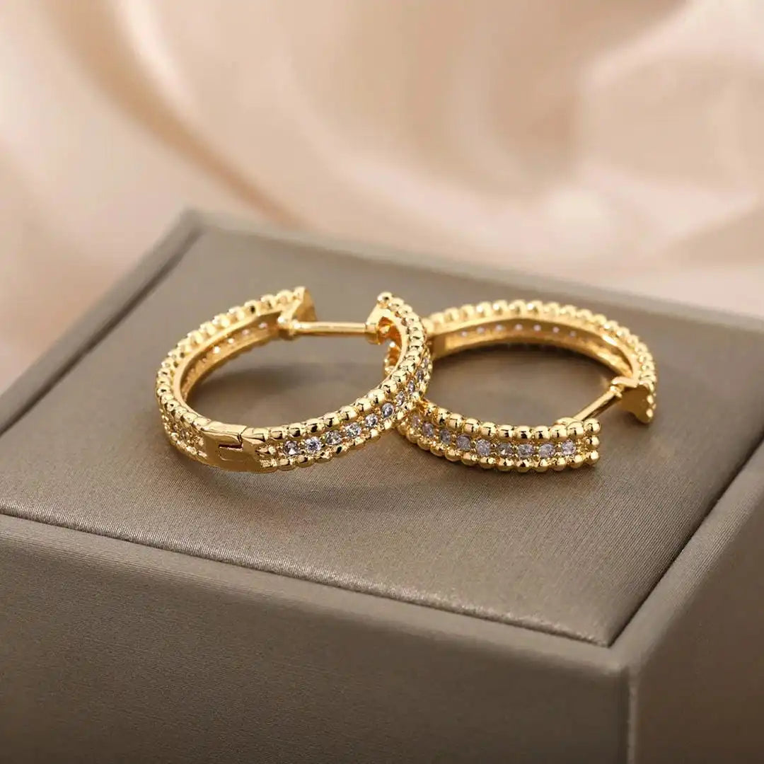 Studded Crystal Hoop Earrings