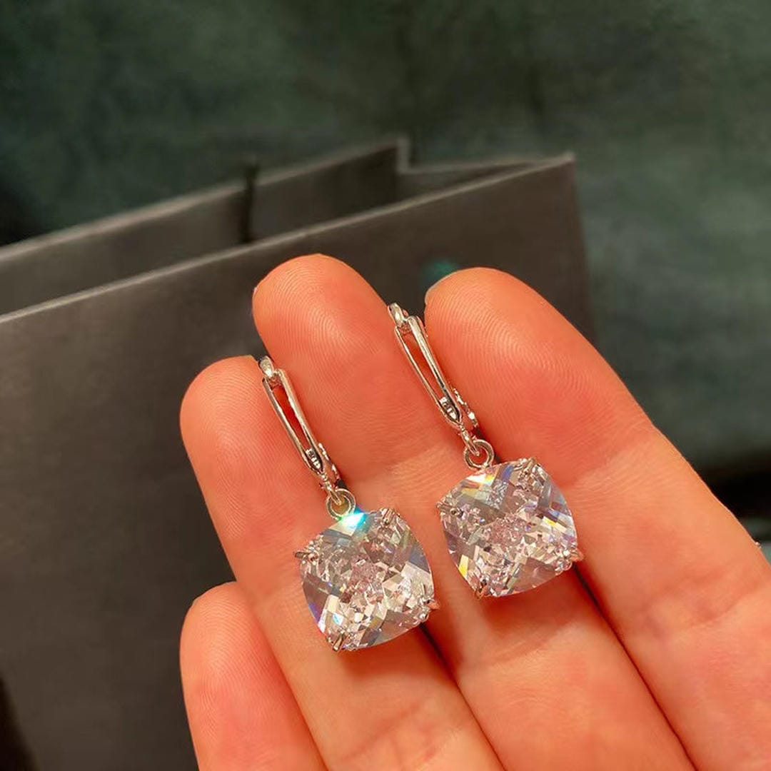 White Gold Zirconia Drop Earrings