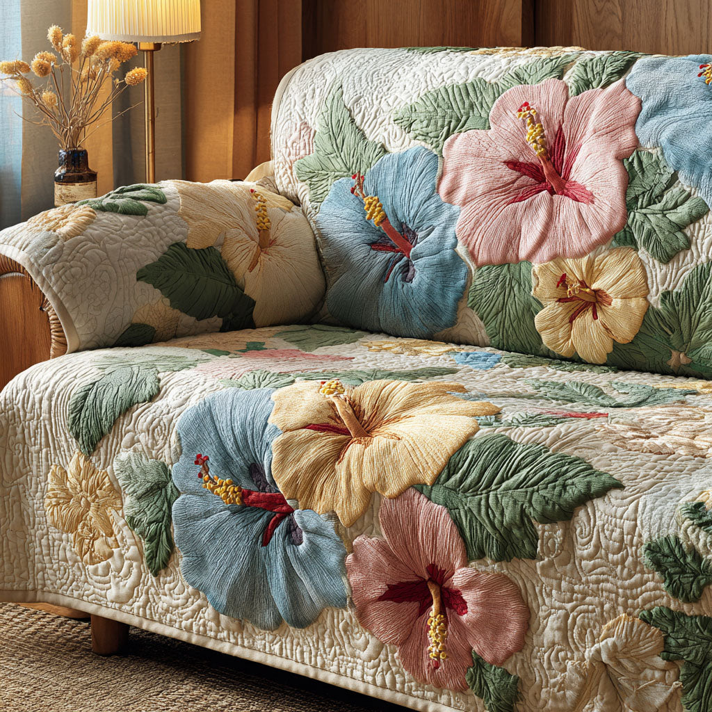 Hibiscus Dream Quilted Sofa Cover NCU0TV534