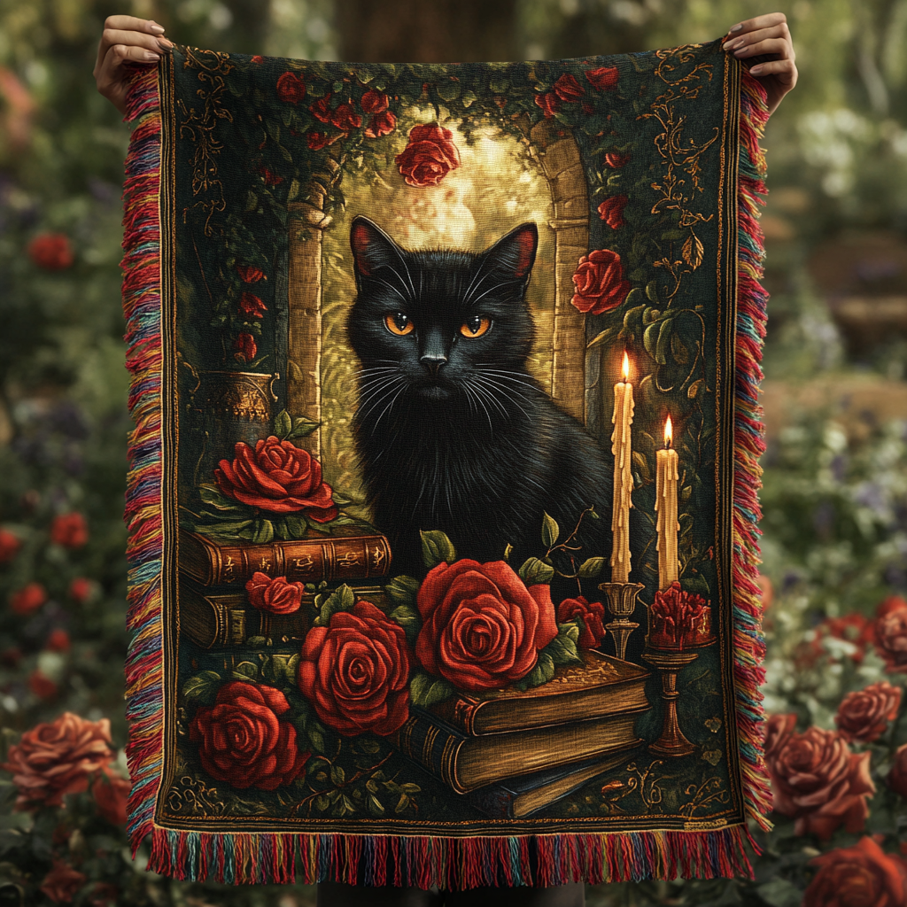 Hocus Purrcus Woven Sofa Blanket NCU0DV4166