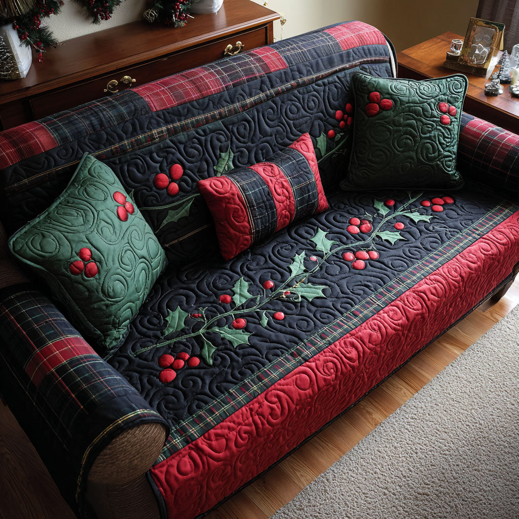 Holly Hearth Quilted Sofa Cover NCU0PT9776