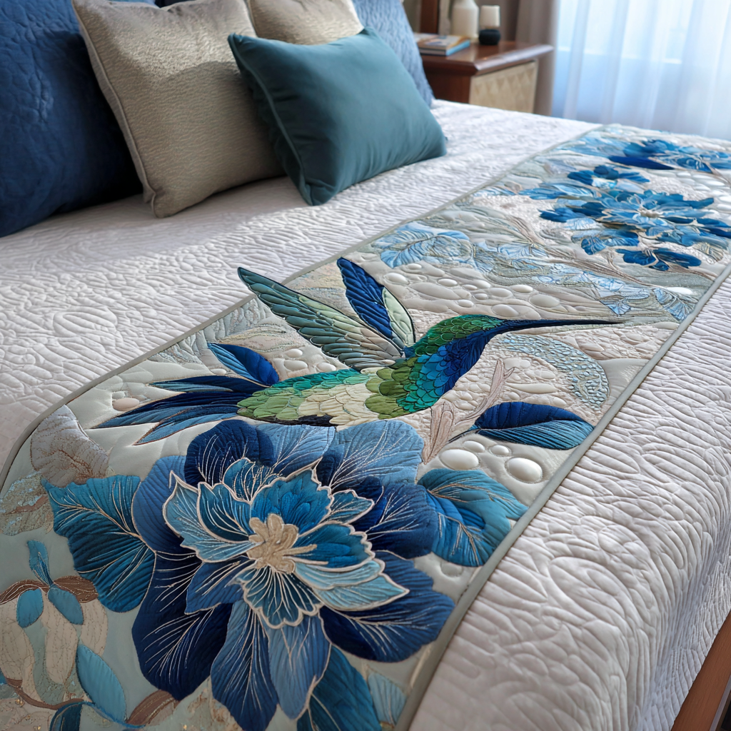 Hummingbird Bloom Quilted Bed Runner NCU0DK8904