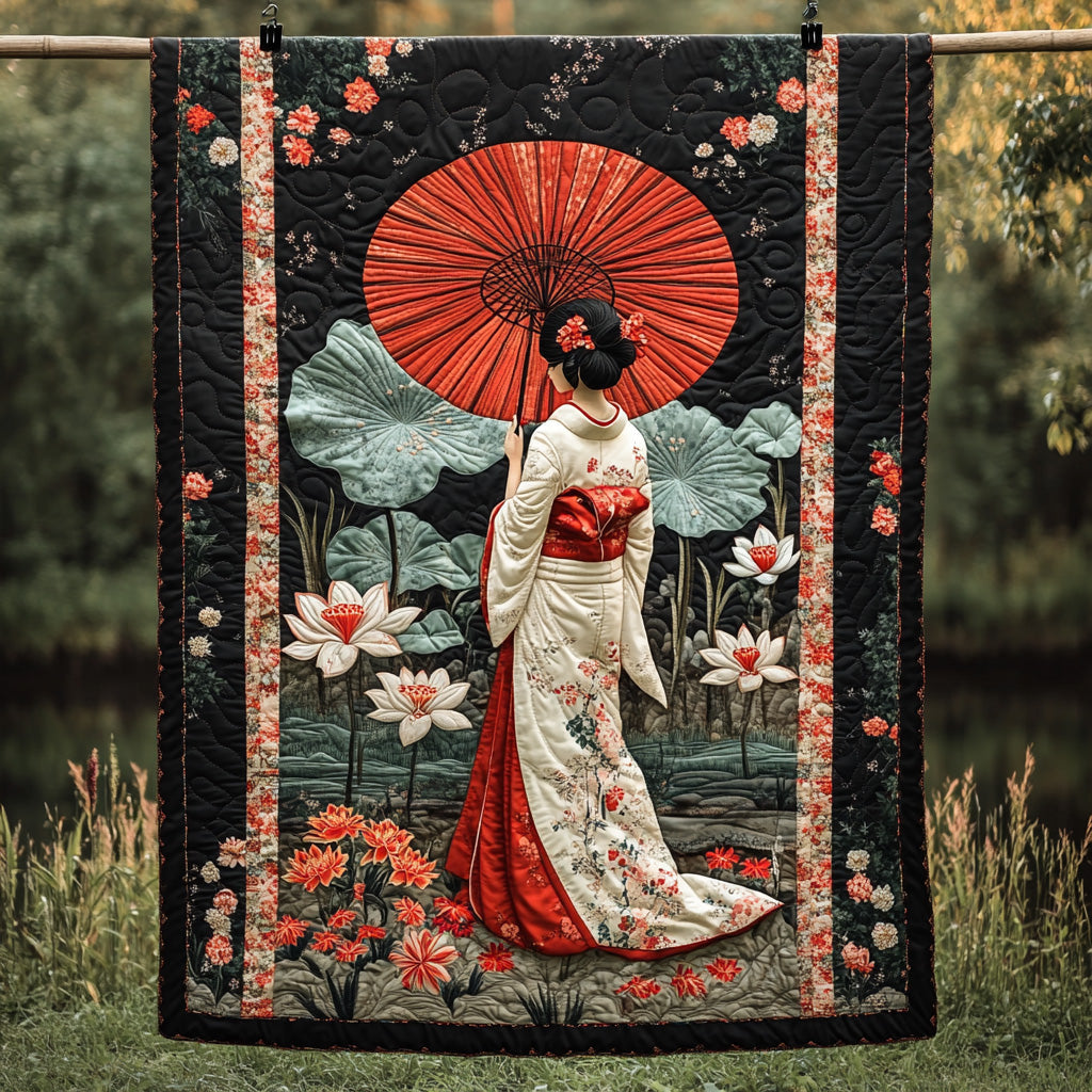 Japanese Geisha Elegance Quilted Blanket NCU0DV6612