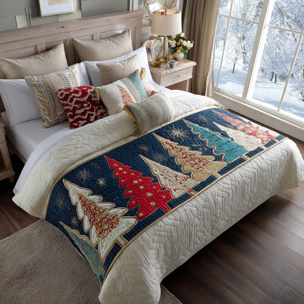 Christmas Tree Quilted Bed Runner NCU0VT248
