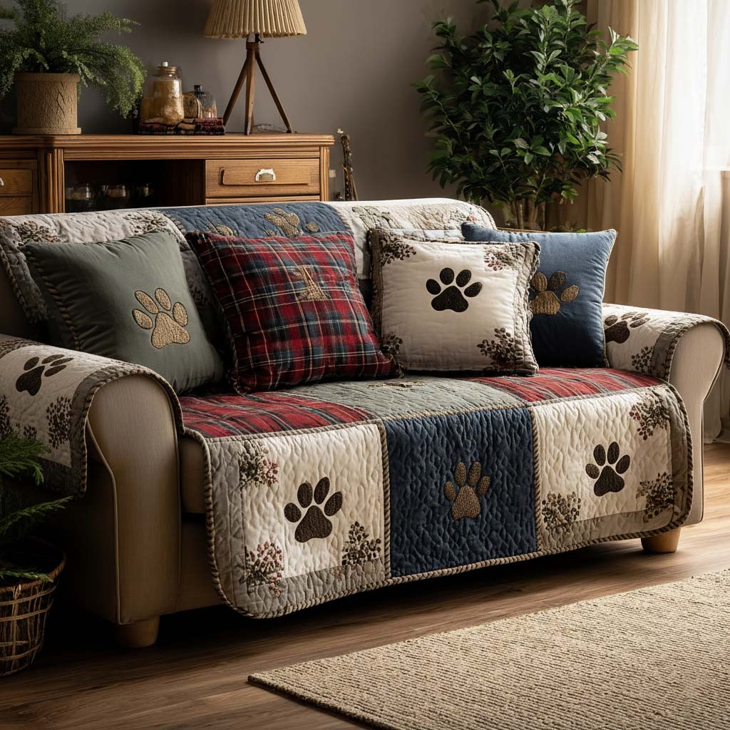 Jolly Paw Quilted Sofa Cover NCU0NT11192