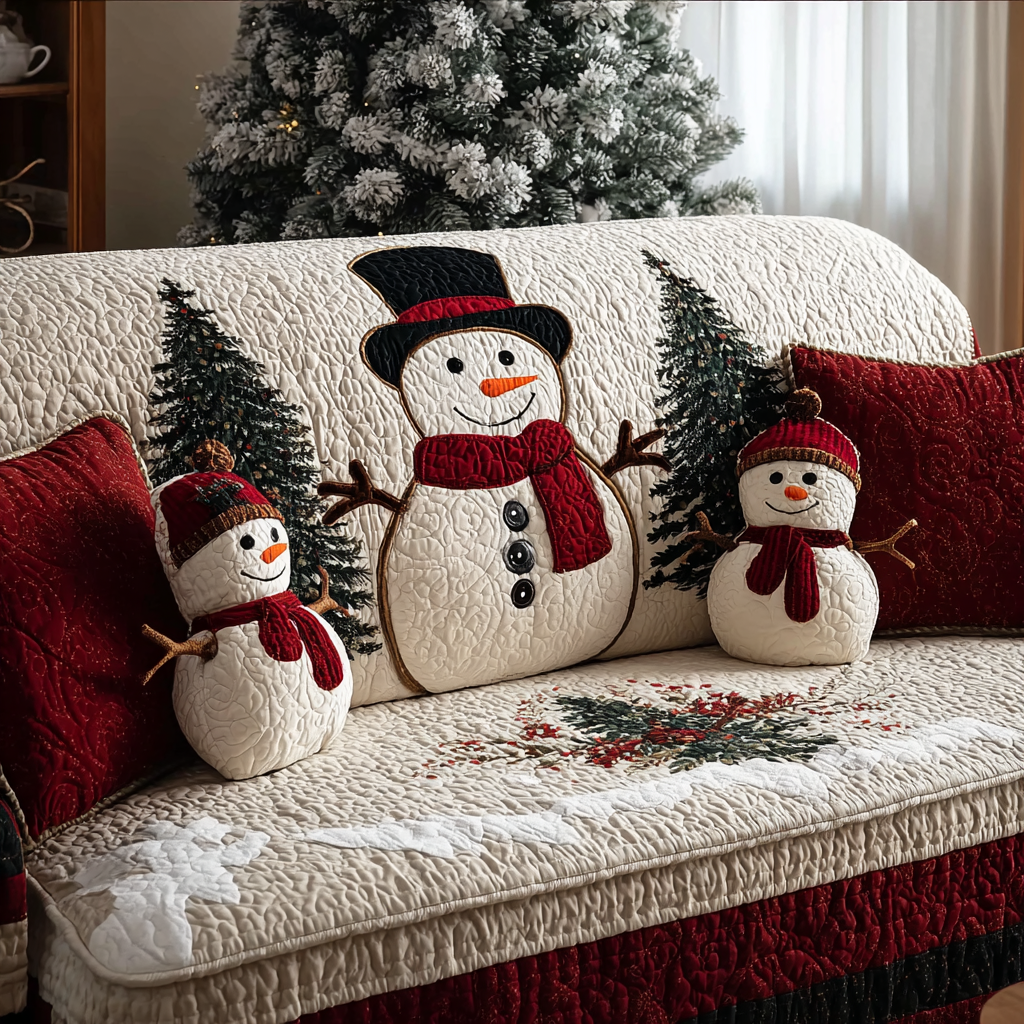 Joyful Snowman Quilted Sofa Cover NCU0DK10793