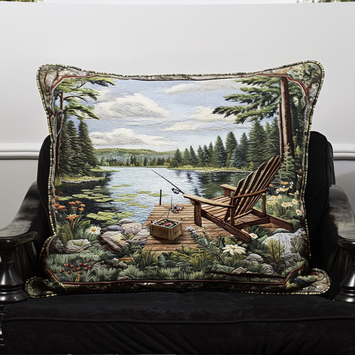 Lakeside Angling Quilted Bedding Pillow Case NCU0PT7366