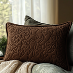 Luxe Earthy Brown Quilted Bedding Pillow Case NCU0DV4741