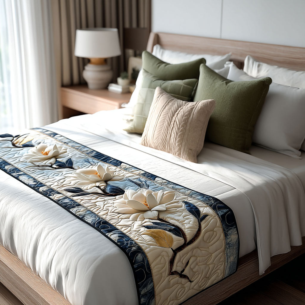 Magnolia Blooming Quilted Bed Runner NCU0PT7890