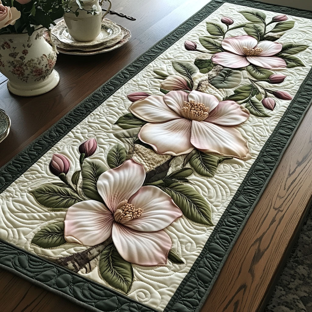 Magnolia Whispers Quilted Table Runner NCU0PT3858
