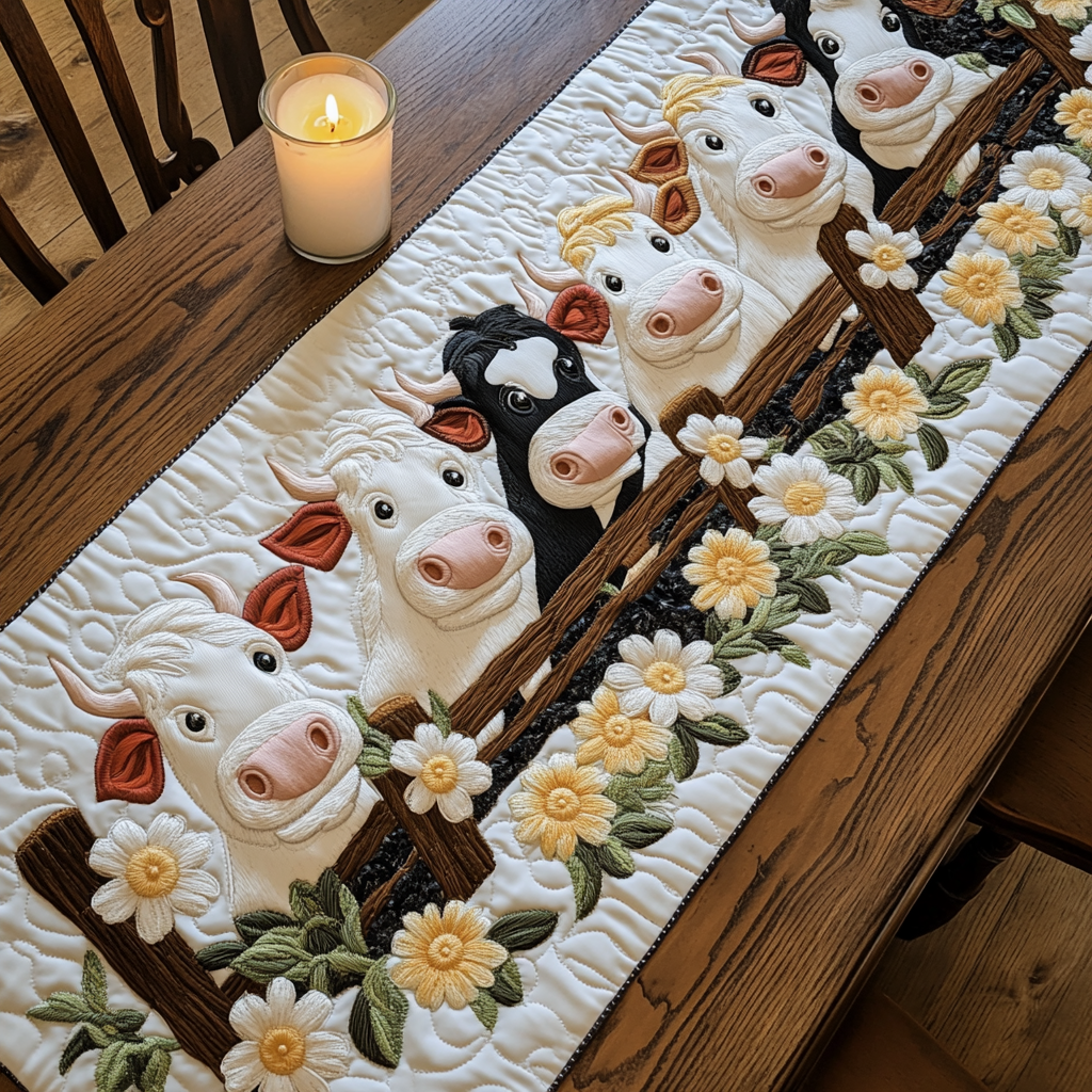 Meadow Moo Quilted Table Runner NCU0VH4301