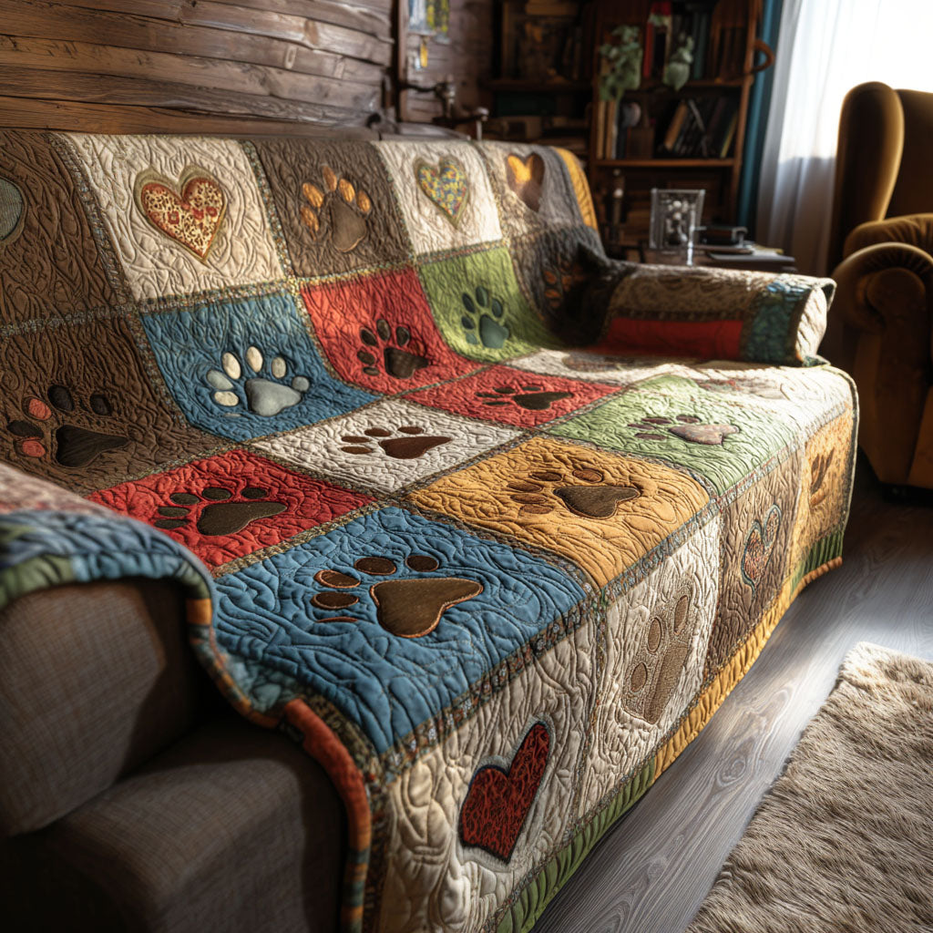 Meadow Paw Quilted Sofa Cover NCU0PT10889
