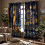 Midnight Lighthouse Quilted Curtains NCU0HH1774