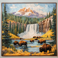 Nature Bison Art Quilt Hanging NCU0TL994
