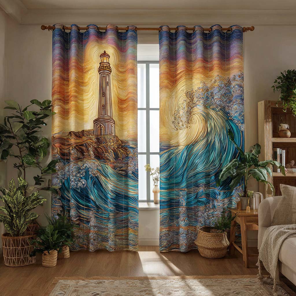 Oceanic Lighthouse Quilted Curtains NCU0HH1775