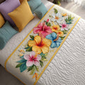Pastel Hibiscus Quilted Bed Runner NCU0NT8589