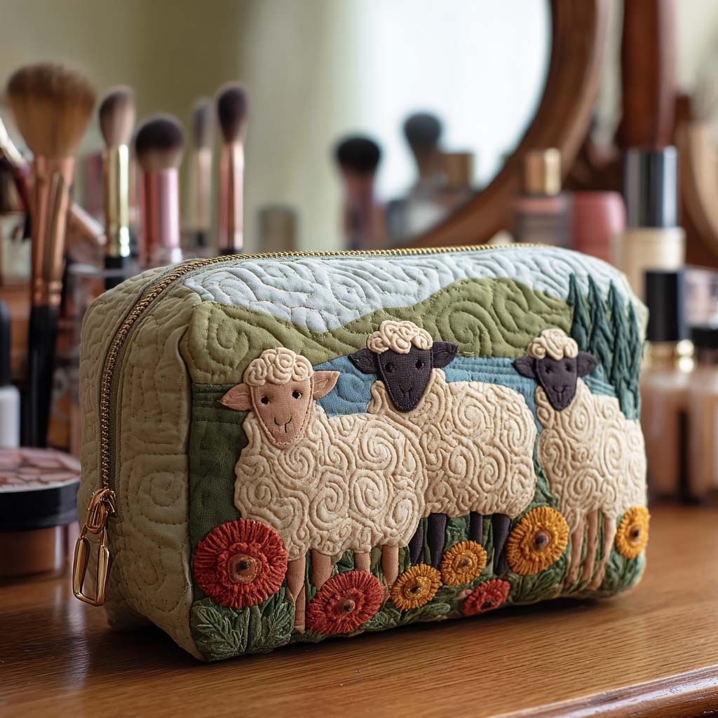 Sheep Quilted Makeup Bag NCU0VT287