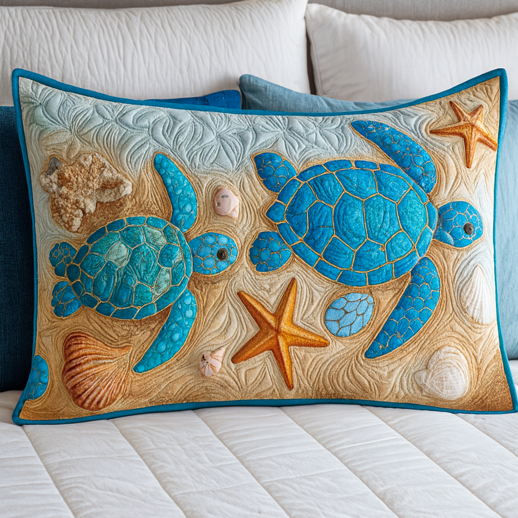 Peaceful Turtle Cove Quilted Bedding Pillow Case NCU0NT8644