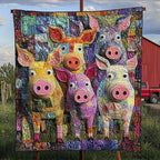 Pigs in the Patchwork Quilted Blanket NCU0PT5471